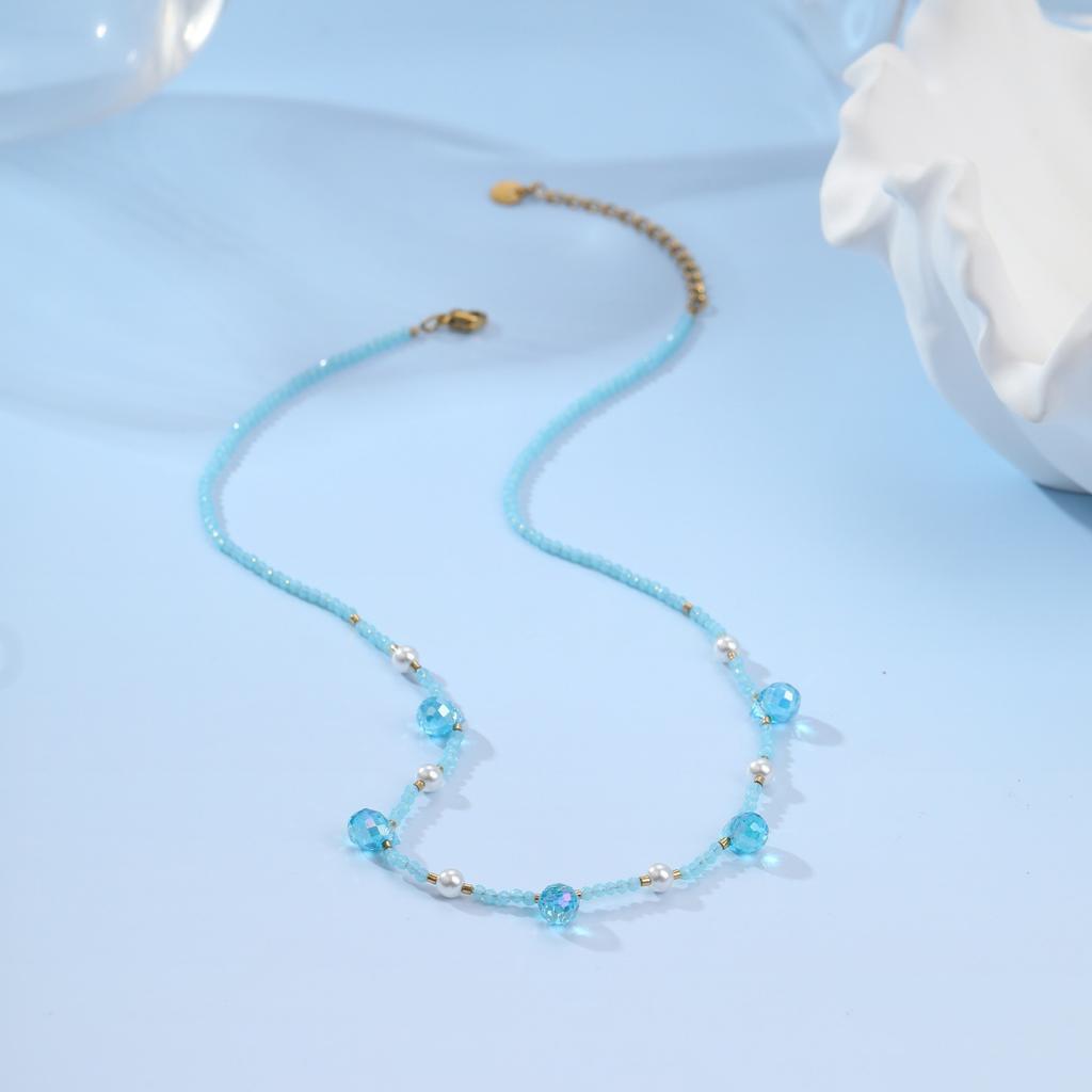 GEMCHIC Women's French Retro Style Beaded Crystal Pearl Layered Necklace for Women Fashion Boho Jewelry