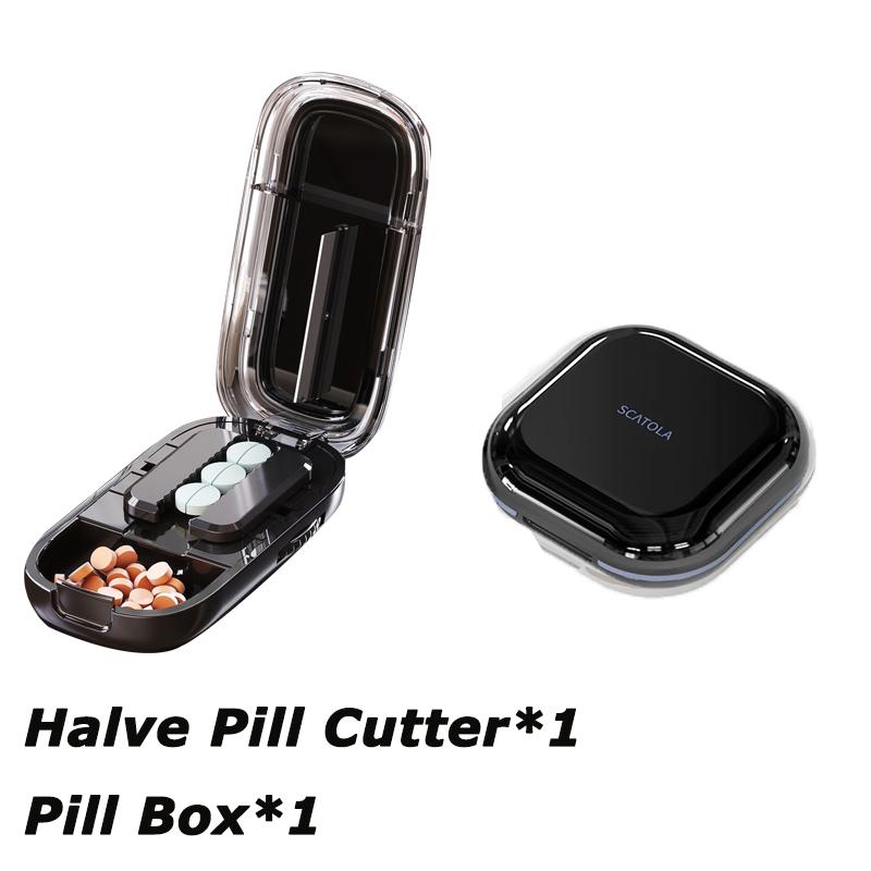 Portable 2/4 In 1 Pill Cutter Storage Box Reusable Medicine Containers Medicine Storage with Accurate Pill Alignment