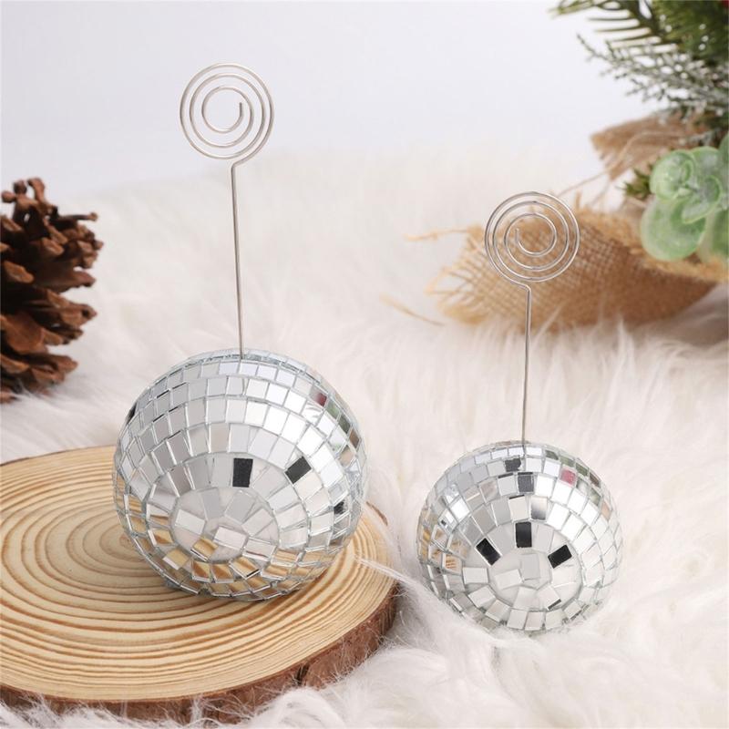 Elegant Disco Namecard For Event Desk Stand Table Number Holders Silver Place Card