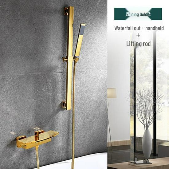 Waterfall Wall-Mounted Bathtub Faucet with Concealed Hot/Cold Shower Head Set