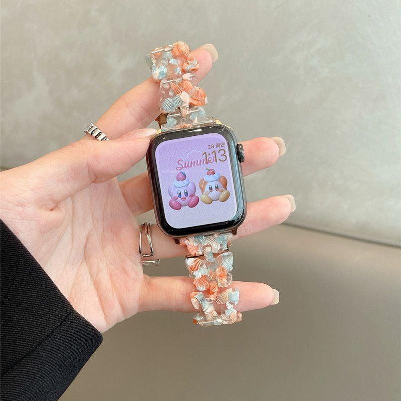 

Ремешок Butterfly Resin для Apple Watch S10 - эластичный выдвижной ремешок из смолы для часов женский браслет для iWatch10/9/8/7/6/5/4/3/2/1/Se/Ultra/Ultra2 42 мм 46mm for S10 оранжевый
