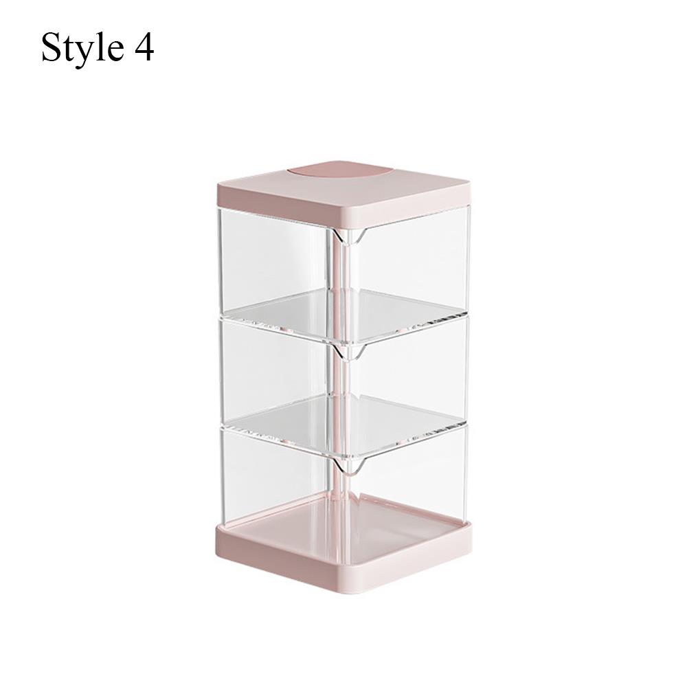 Rotating Storage Box Cosmetic Display Case Transparent Moisture-Proof Multi-layer Makeup Storage Shelf Powder Puff Organizer
