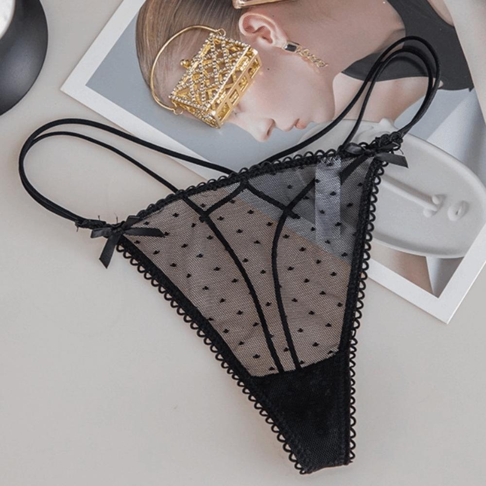 Thin Belt Underwear for Women Low Waist Mesh Seamless Panties Sweet Transparent Thong Girl