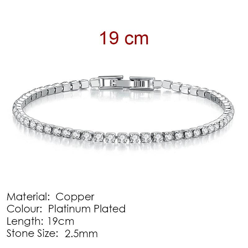 Silver Color 2.5/3/4/5mm Zircon Tennis Bracelet For Women Men Dazzling Crystal Hand Chain Wedding Gift Punk Fashion Jewelry