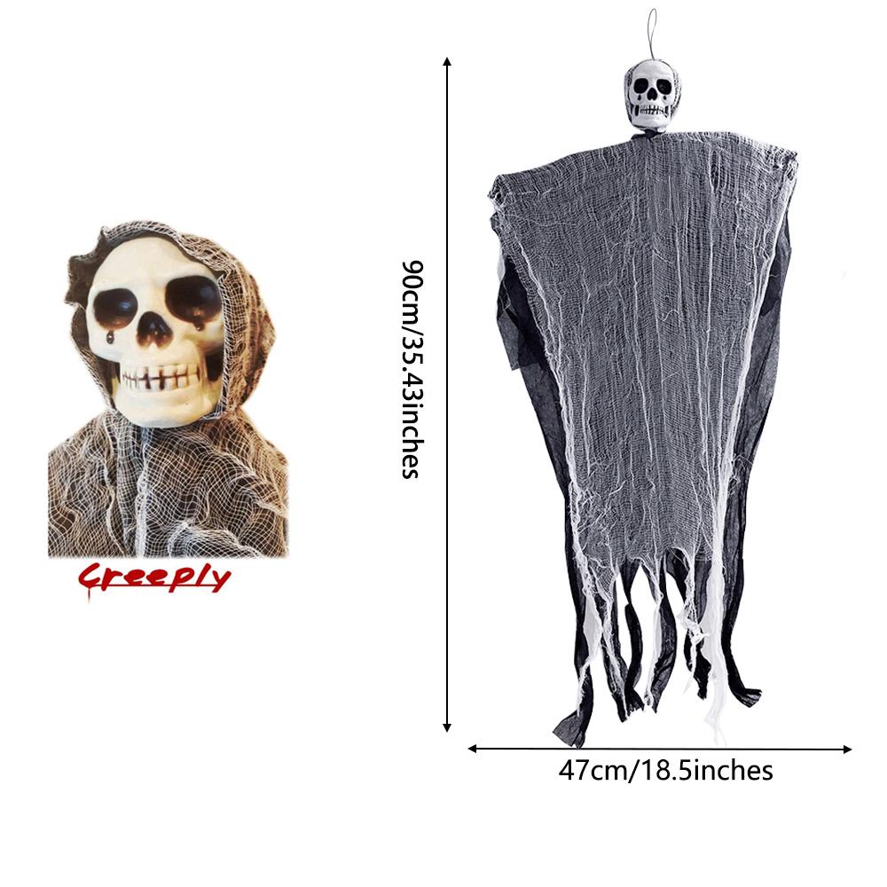 1pc Halloween Hanging Skeleton Ghost, Hanging Skull Horror Ghost, Haunted House Entrance Decor, Patio Garden Outdoor Decoration