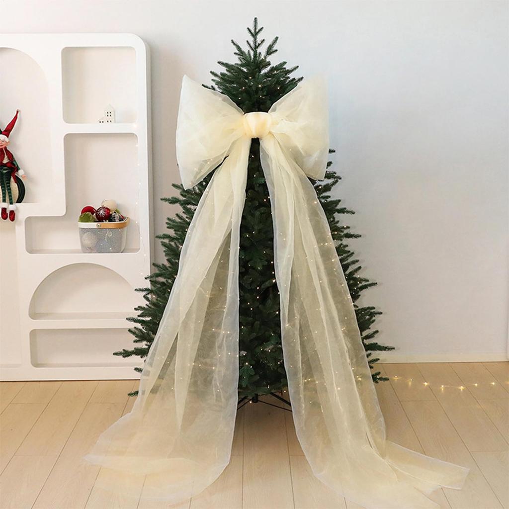 Large Christmas Bow Pendant Pearl Yarn Bow Xmas Tree Bowknot Pendant Ornaments for Home Decor New Year Party Decoration