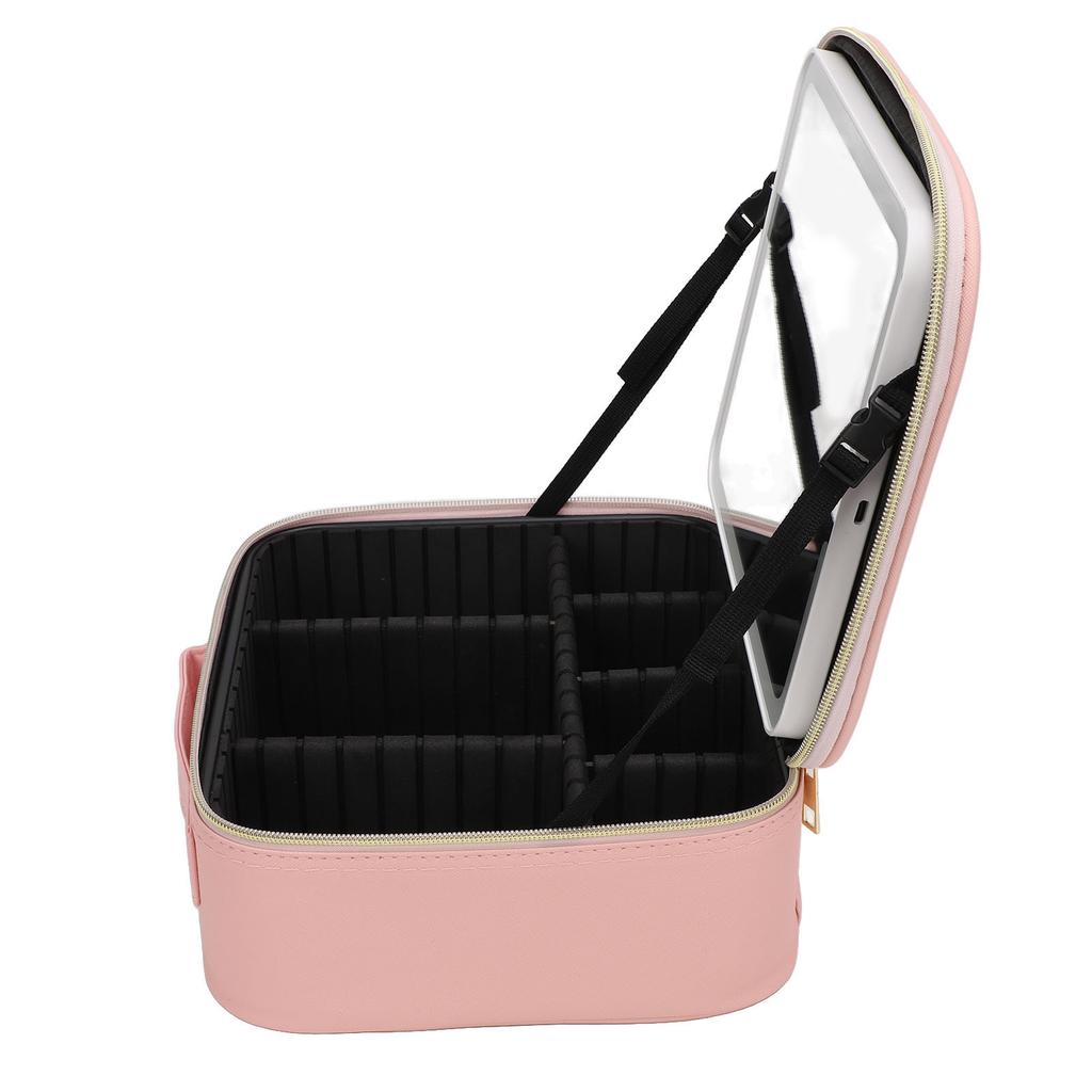 Portable LED Makeup Bag Multipurpose Stylish Large Capacity 3 Color Lights Dimmable Travel Makeup Bag with LED Mirror
