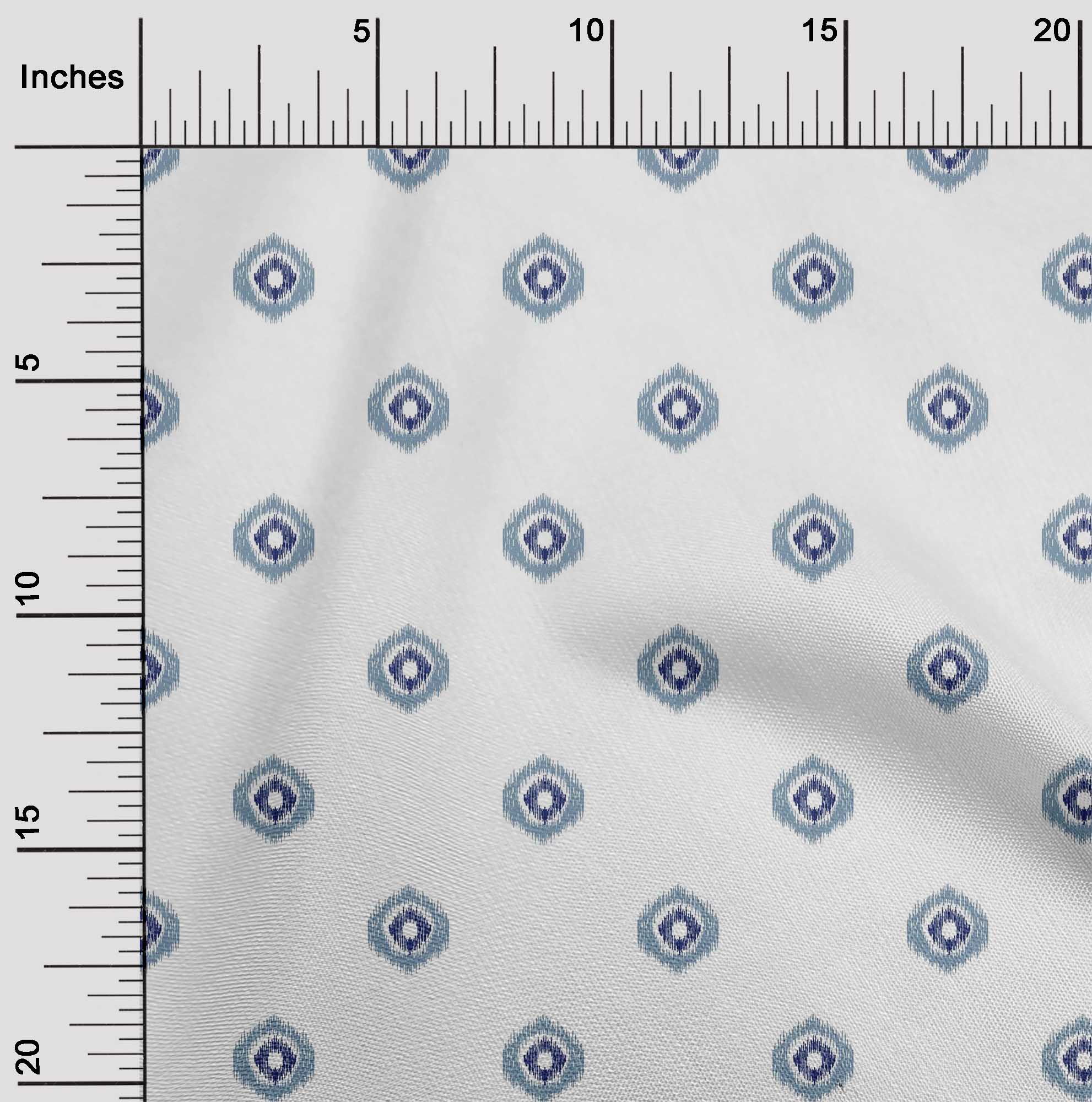 

OneOone Cotton Flex Fabric Circle Ikat Print Fabric BTY шириною 40 дюймів 42 Inch Wide - Viscose Chiffon королівський синій колір