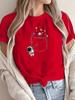 Round Cute Astronaut Colorful Planet Spacethemed Apparel Spacethemed Women's Light Astronaut Space Casual T-Shirt Sleeve