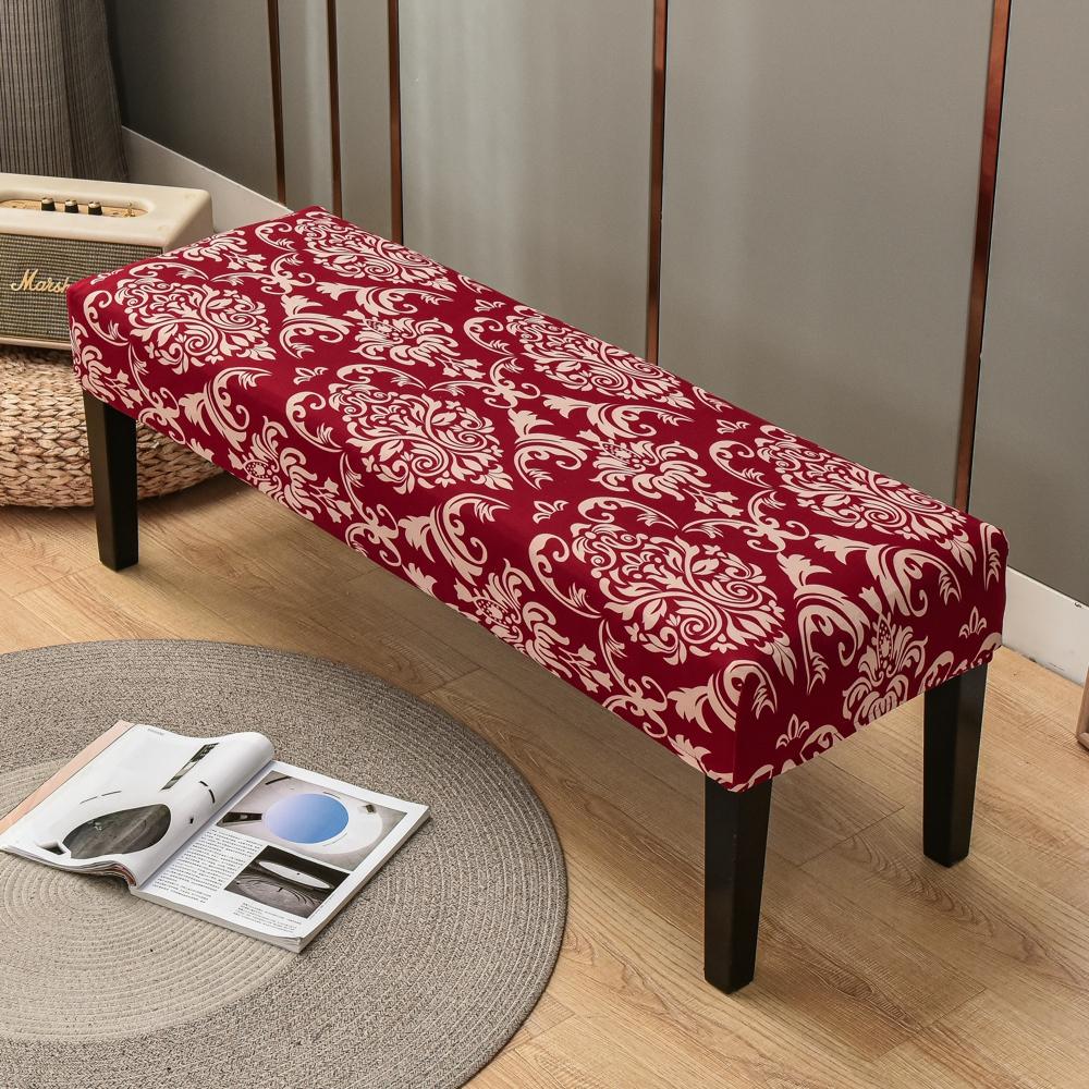 Dining Bench Cover Stretch Upholstered Bench Slipcover Printed Bench Seat Protector Rectangle Bench Covers for Dining Room Bedroom Living Room Kitchen