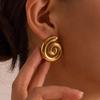 18K Gold-Plated Copper Spiral Earrings - High-End, Versatile European & American Fashion Design