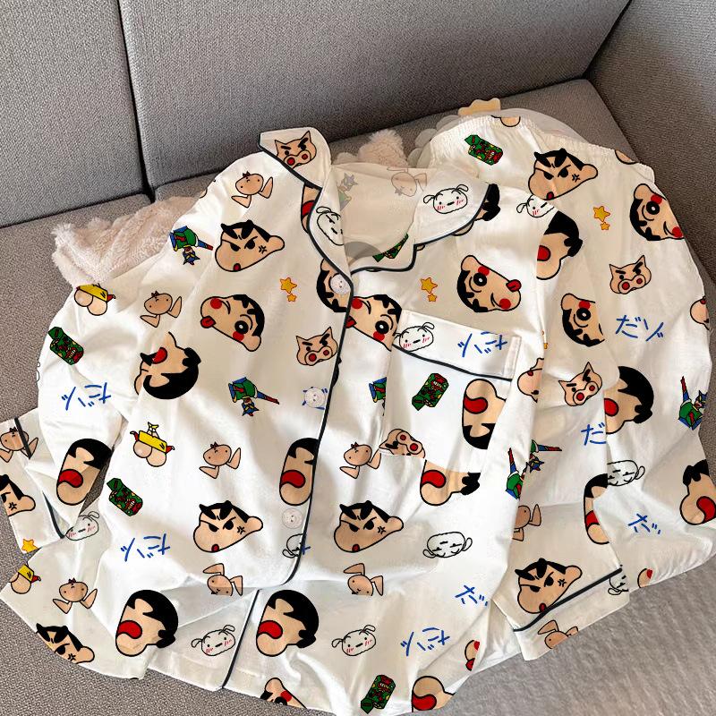 Cartoon Pajamas Women'S Spring And Autumn Explosion Long-Sleeved Cute Dormitory Loungewear Suit Outer Wear Real Shot