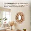 Handmade Premium Decorative Rattan Round Mirror Frame Beige