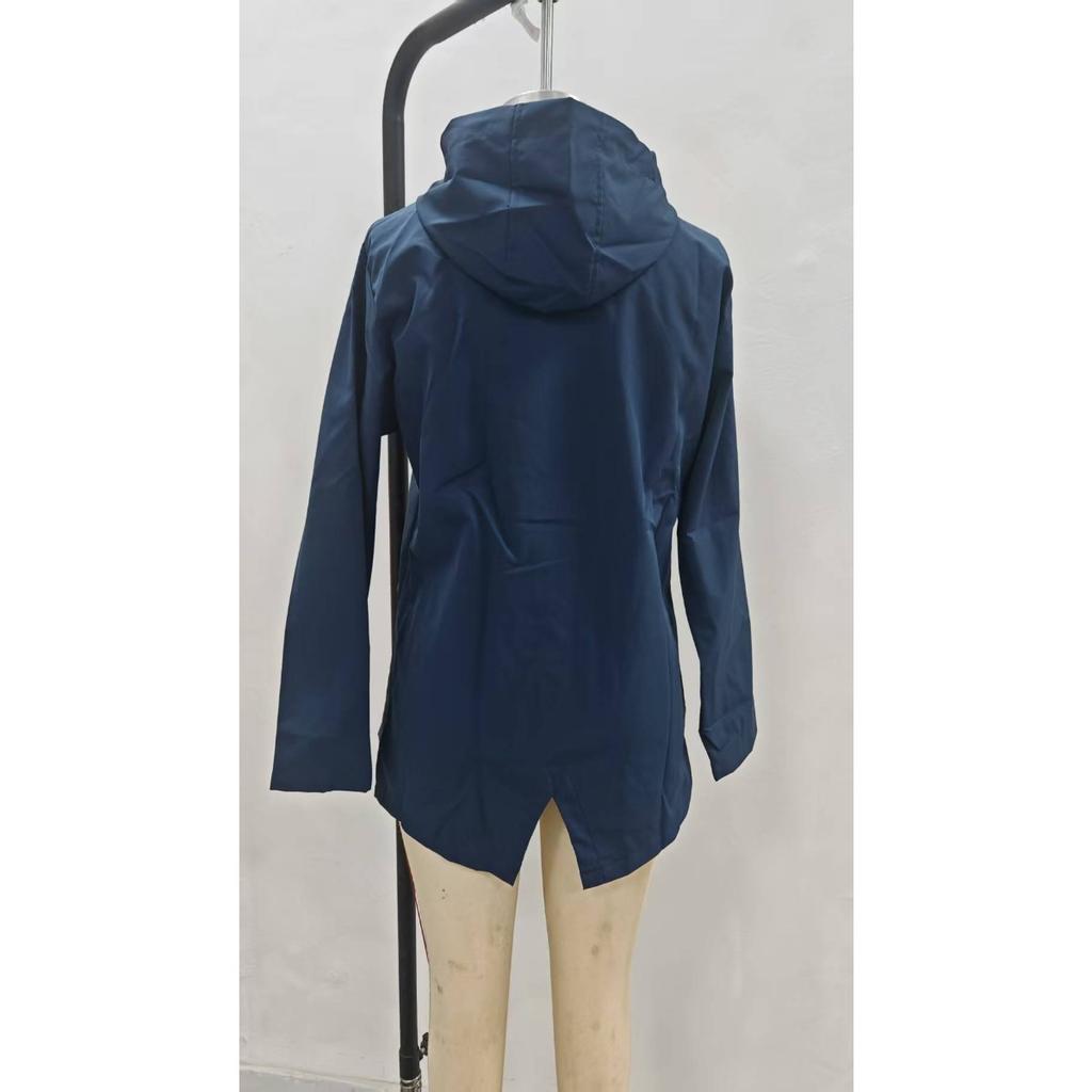 Damen Leichte Reißverschluss Kapuzen Windjacke Dünner Winddichter Outdoor-Mantel