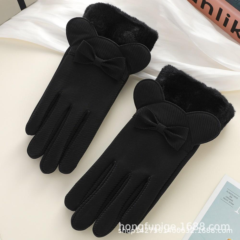Women's Winter Fleece-Lined Windproof Non-Slip Cycling Gloves with Touchscreen Capability