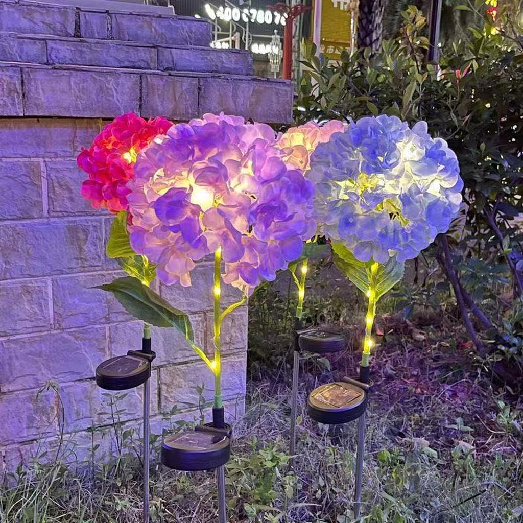 Solar Garden Lights, LED Stake Lamp, Villa Decorative Hydrangea Flower Lights, Creative Outdoor Lighting