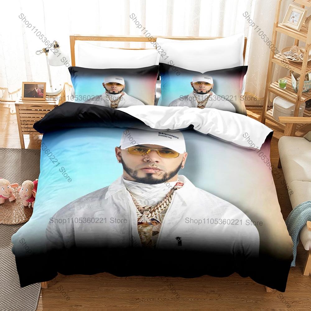 Personality Rapper Anuel AA Bedding Set New Real Hasta La Muerte Printed Brushed Microfiber Duvet Cover Pillowcase For Fans Bedr