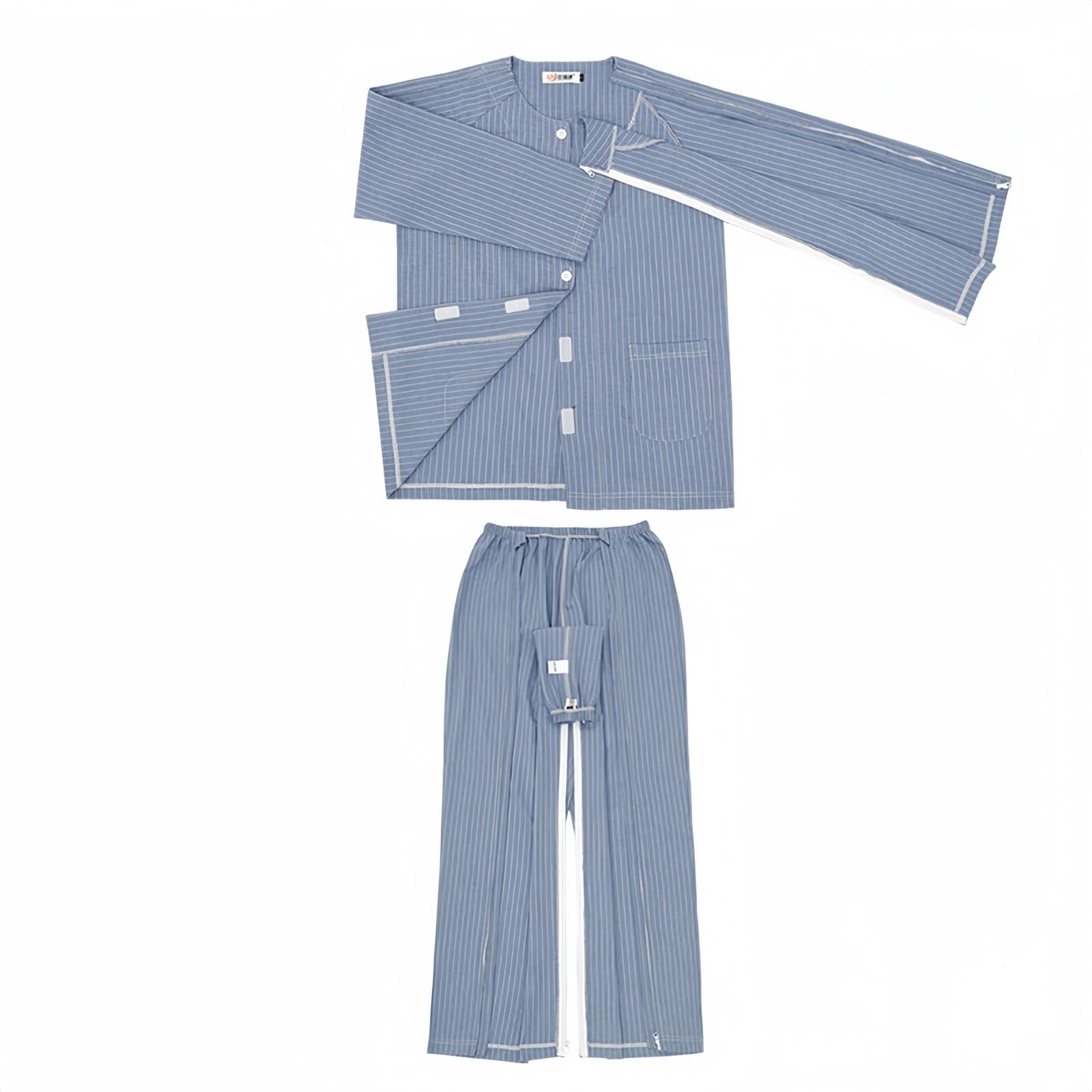 

WEEOATAR Nursing Care Fully Open Sides with Suitable for Hospital Diaper Long and Ideal for Bedridden and IV Indoor Wear for the XL Pajamas, Velcro, синий