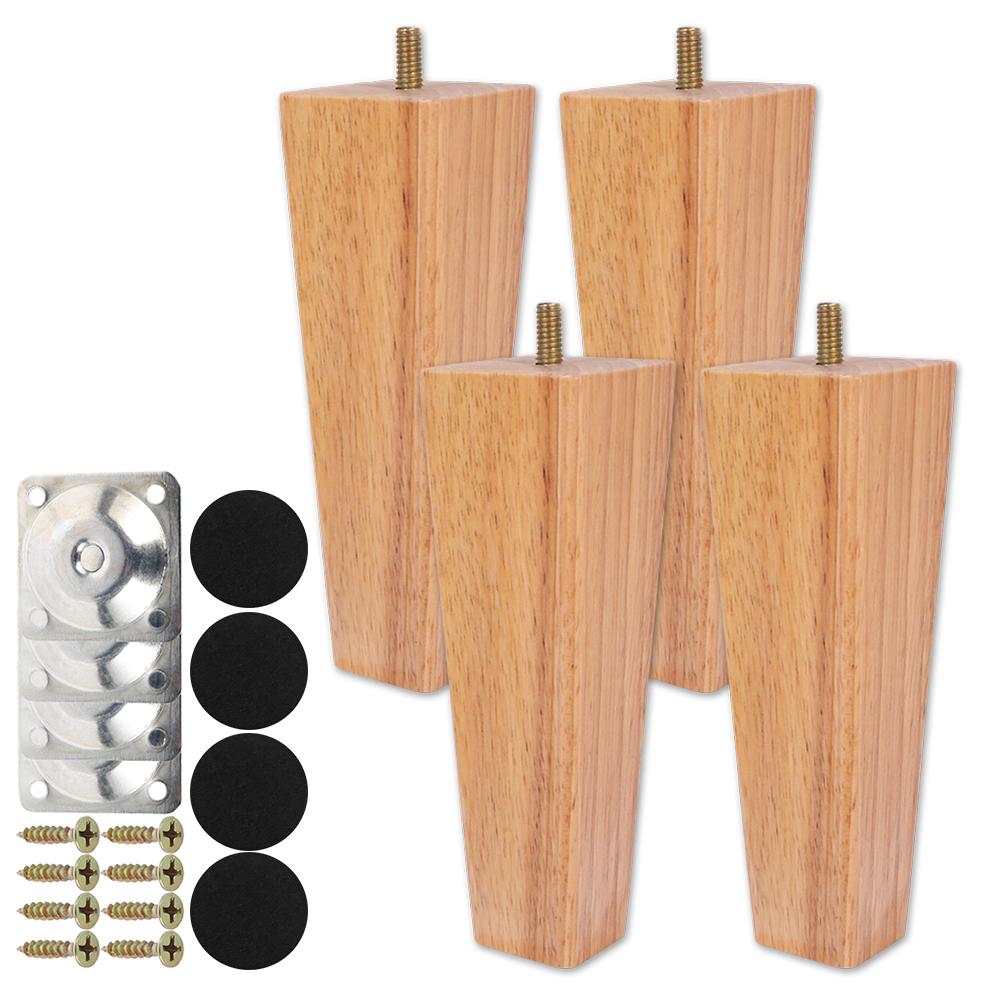 Pieds de Meubles en Bois Naturel Massif Pieds de Table Canapé Meubles de Rangement Pieds de Lit Table Chaise Remplacement Augmenter la Hauteur Pieds 6/15/20cm