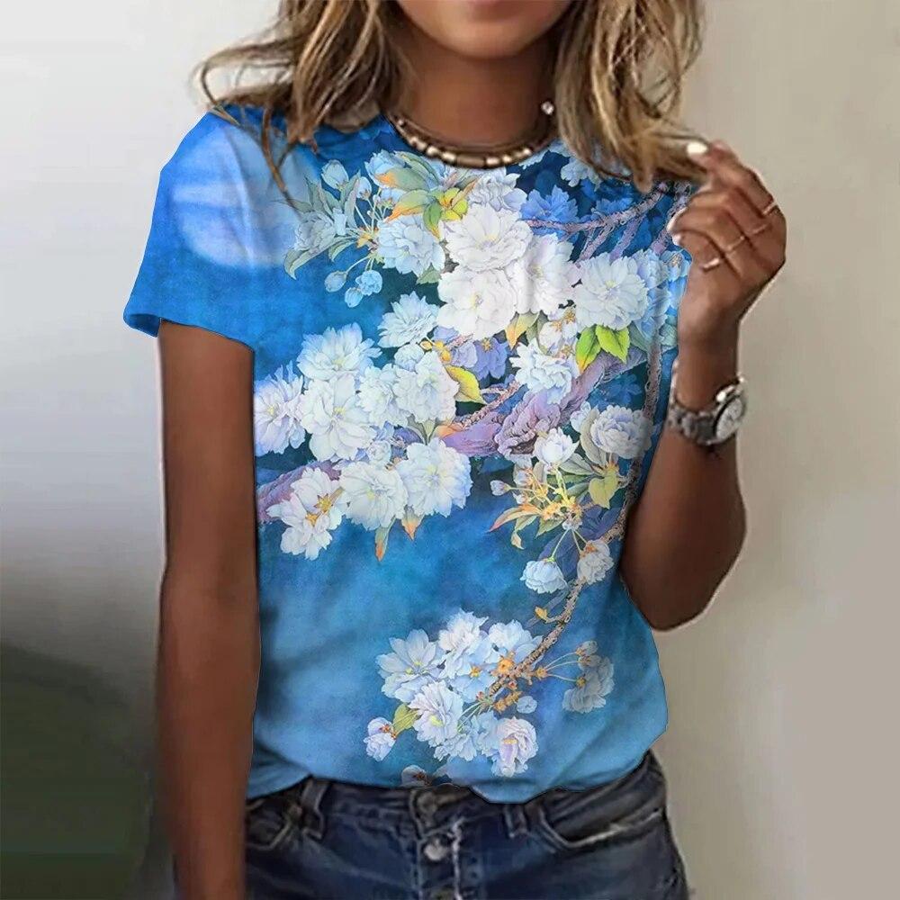 Tricou de vară pentru femei, imprimeu 3d, la modă, elegant, temperament, cu mânecă scurtă, îmbrăcăminte de stradă, populare, largi, confortabile, haine pentru femei