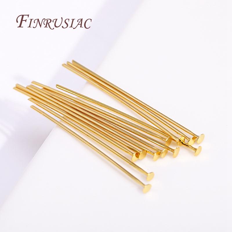 Jewelry DIY Beading Jewellery Findings 0.6X30MM 50-100Pcs/Lot 18K Gold Plated Flat Head/Ball Head/Eye Pins