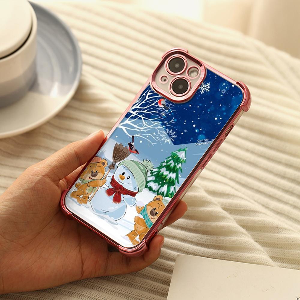Ae108 Happy New Year Merry Christmas Electroplated TPU Phone Cases for Xiaomi 11 Lite Redmi Note 13 Pro 12C 9S 14C Huawei Four Corner Protection Cover