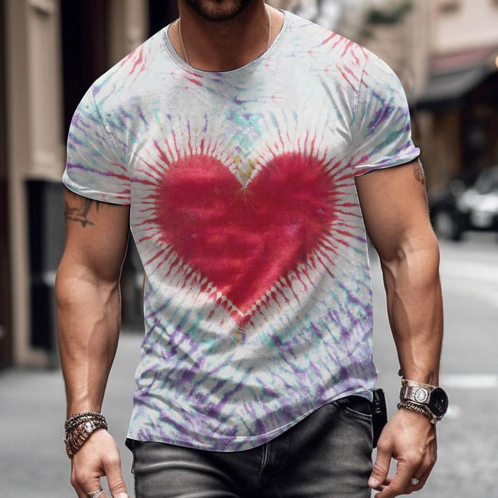 New Valentine's Day Colorful Love T Shirt 3D Print Men Women T-shirts Summer Round Neck Short Sleeve Tops Kids Tees Man Clothing