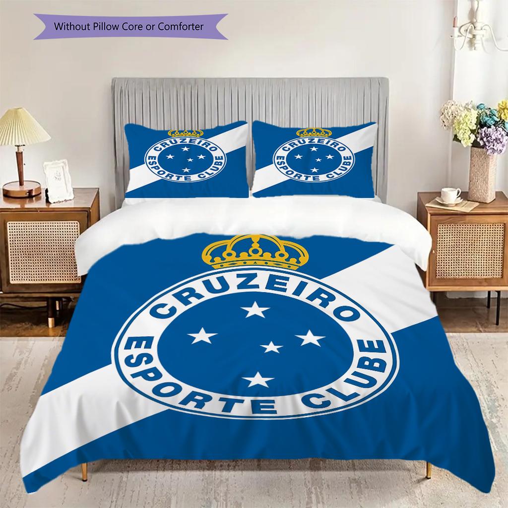 Cruzeiro Esporte Pattern Bedding Quilt Set Quilt Cover Pillowcase Home Decoration Birthday Gift (1 * duvet cover + 2 * pillowcase, without core)