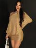 European & American Women's 2026 Spring Fashion One-Shoulder Cut-Out Hot Stamping Bodycon Dress