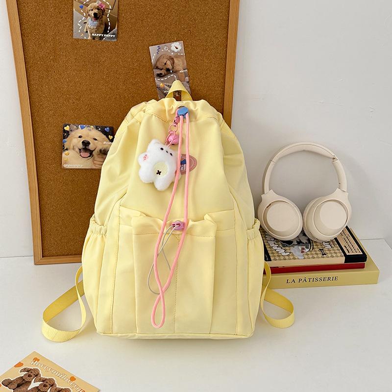 Schoolbag casual simple schoolbag new girl heart drawstring bundle commuter travel backpack student class versatile backpack