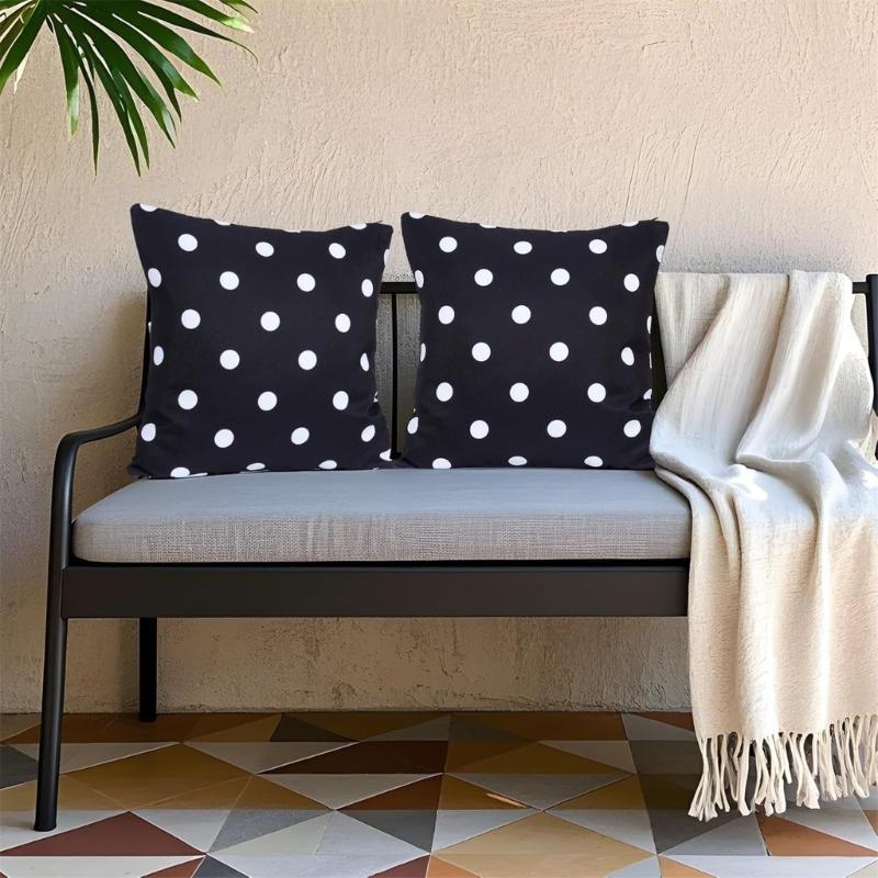 Durable Polyester Pillow Case Decorative Cushions Case Polkas Dot Pattern Pillow Cover for Outdoor and Indoor Use