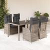 Vidaxl 5-Cz. Gartenmöbel-Set mit Kissen, Grau, PE-Rattan