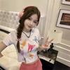 Summer new dopamine butterfly print short Spice Girl top design sense niche age-reducing short-sleeved T-shirt