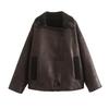 2024 Autumn Women's Double-Sided Jacket: European & American Fashion with Simple Hot Stamping