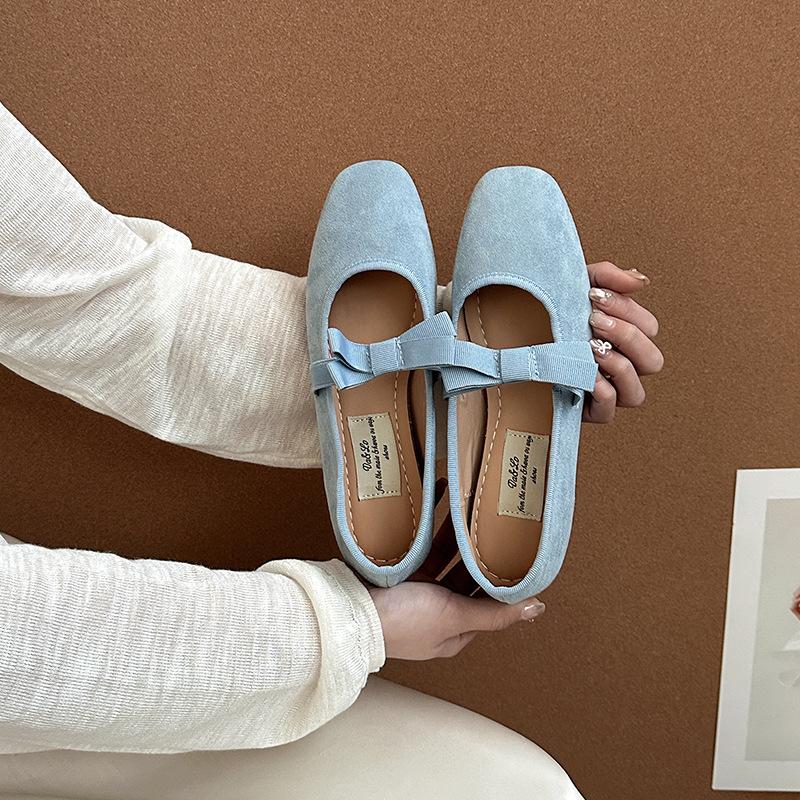 French Fairy Bow Shallow Mouth Women's Shoes 2025 Summer New Simple Temperament Versatile Evening Ballet Shoes