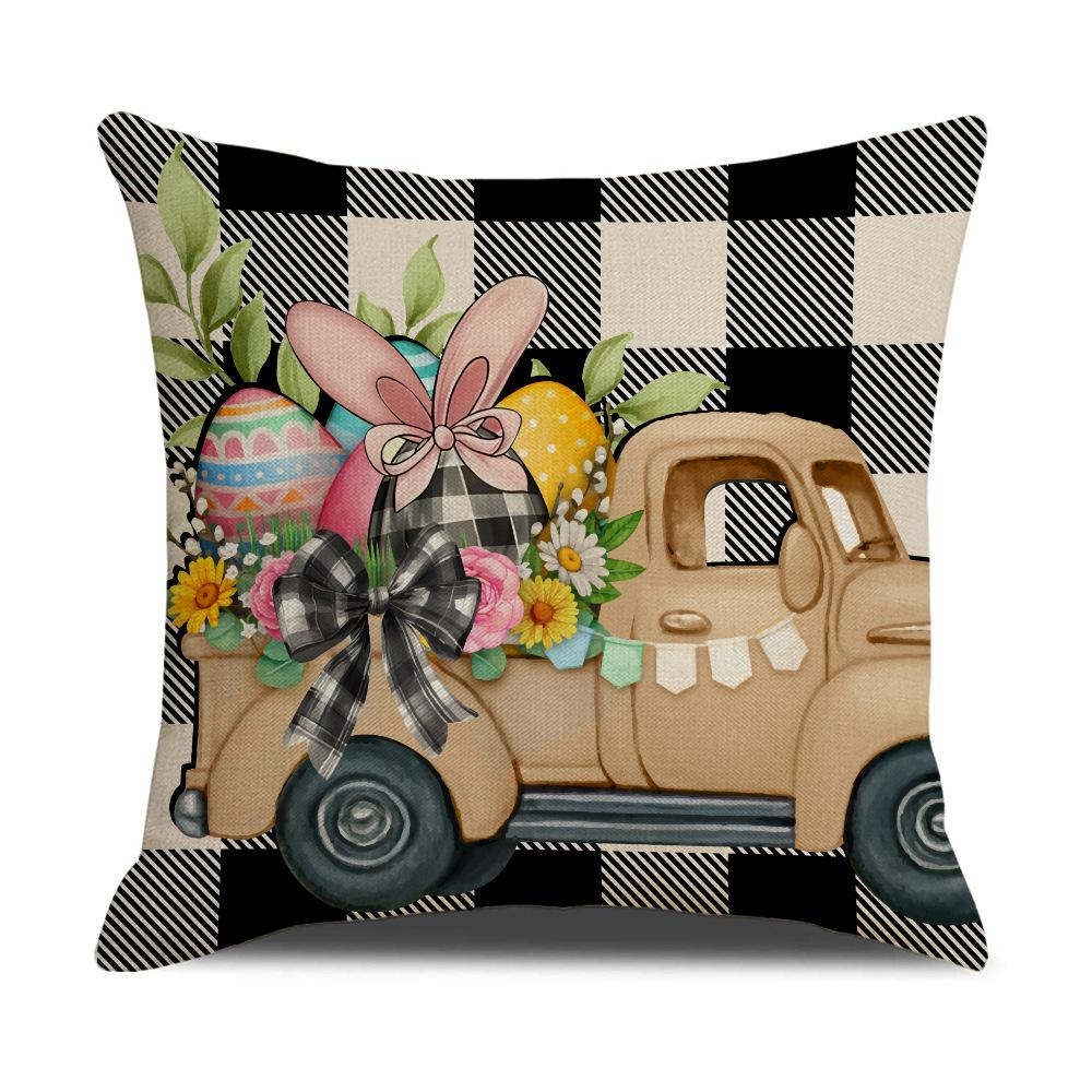 New Easter Cartoon Rabbit Easter Egg Pillowcase Spring Decorative Letter Pillow Sofa Cushion Cover