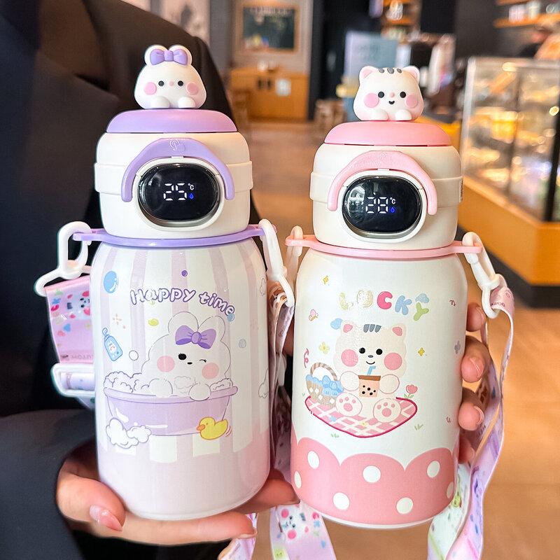 Qiwei Smart Temperature Display Children's Thermos Straw Cup