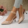 Fashion Women Sandals New High-heeled Shoes Women Pointed Toe Shallow Mouth Sandals Summer Elegant Buckle Decorated Stiletto Women Shoes