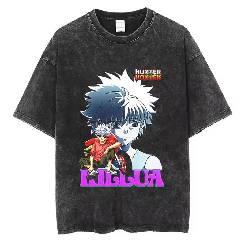 Killua Zoldyck Hunter X Hunter Manga Graphic Tshirt Men Women Clothes Oversized Washed Cotton Tshirt Short Sleeve Tees Tops