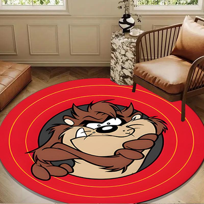 Tazmanian dog Breaks Through Round mat, Anti-slip Circle Carpet Chair rug For livingroom,Bedroom, doormat home decor Gift Christmas Gifts