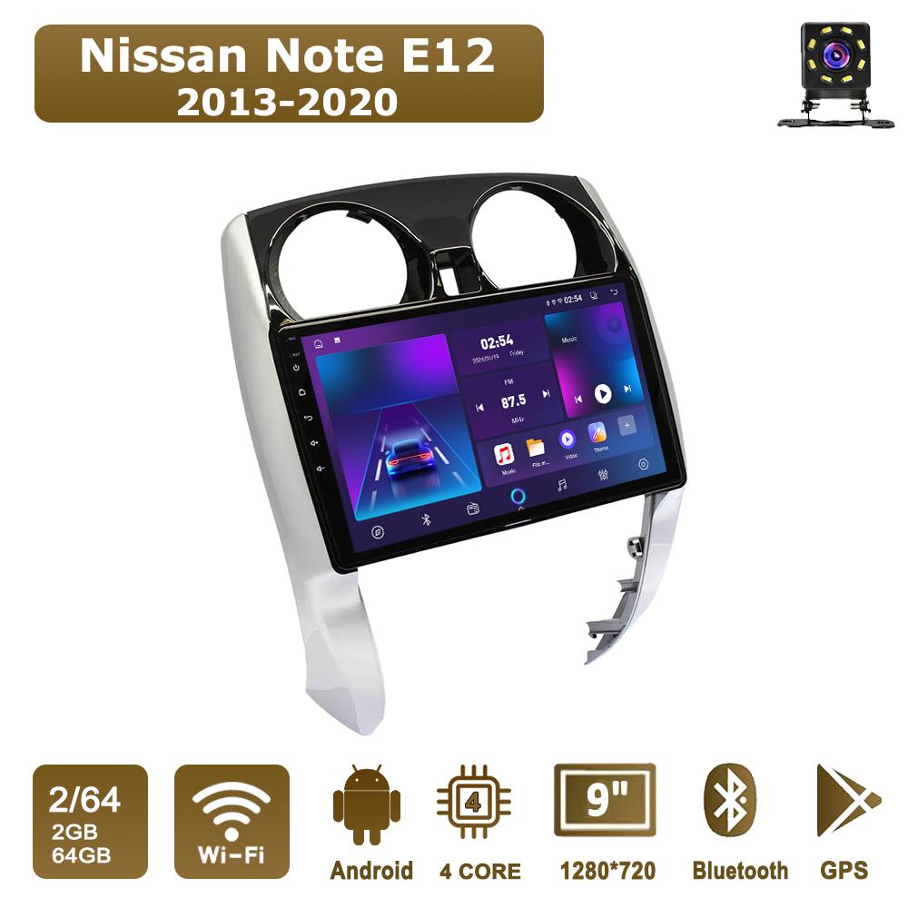 

Android Car-Play Car Radio For Nissan Note E12 2013-2020 Multimedia Player Head Unit Stereo GPS Navigation BT WIFI,2+64GB чёрный