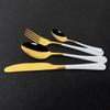 24Pcs/set Stainless Steel Dinner Black Gold Dinnerware Set Knife Fork Coffee Spoon Cutlery Set Kitchen Tableware Silverware Sets