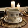 Yousheng Halloween Skull Candy Bowl Gothic Ceramic Portable Skeleton Head Bowl Halloween Home Bar Decor Dining Table Ornament