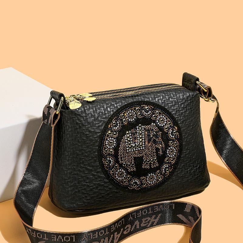 Retro painted auspicious elephant bag women's new versatile pillow women's bag niche texture shoulder cylinder bag