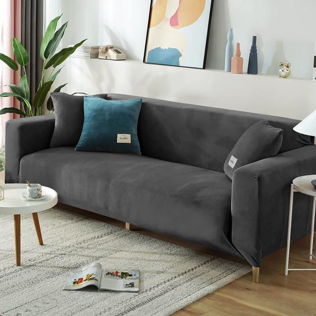 New Velvet Sofa Covers For Living Room Elastic Spandex Sofa Cover Sectional Couch L Shape Corner Armchair Covers 1 /2 /3 /4 Seat