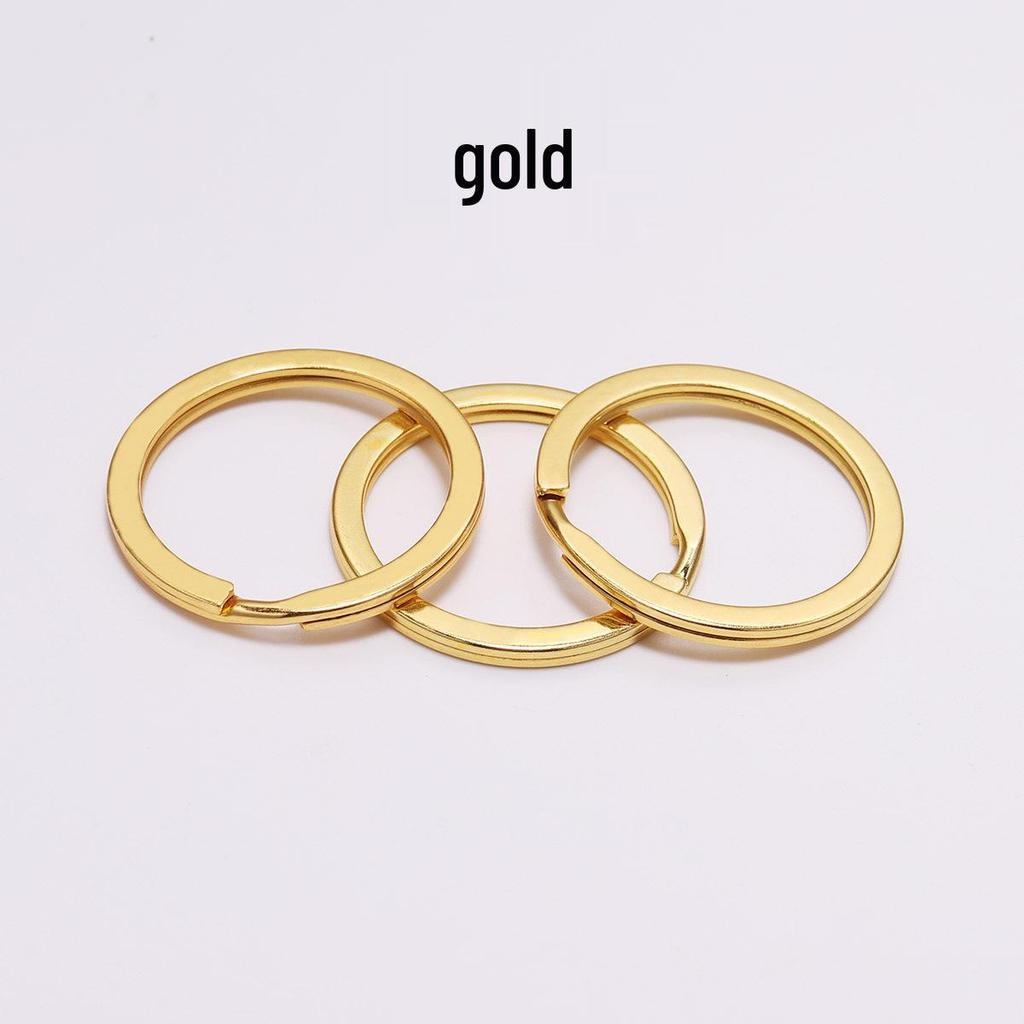 Electroplated DIY Flat Circle Keyring Pendant Charm, 25-30mm, In Stock