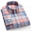 100% Cotton Oxford Men's Shirts Long Sleeves Plaid Soft Regular Fit Formal Dress Shirt Pocket Social Blouse Male Clothes 6XL 7XL