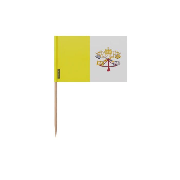 Cure-dents Drapeau du Vatican - 6.5 cm - 100 pièces - Plastique adhésif - Bâton en bambou - Pixelforma