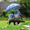 Lovely Bird with Umbrella Acrylic Garden Stake Weatherproof Outdoor Decors Waterproof Sign