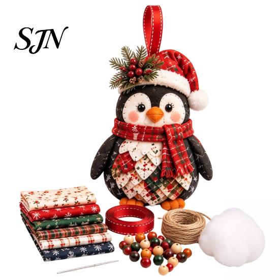 Handcrafted Holiday Display Items DIY Patchwork Ornament Kit for Christmas Decoration, Decorative Fabric Traditional Winter Charm Ornaments Craft Set